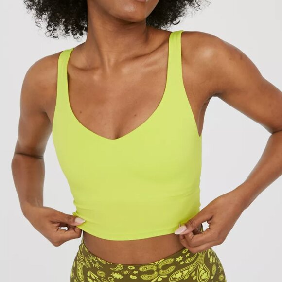 AERIE OFFLINE By Aerie Real Me Low Key Longline Sports Bra in Lime Slush - Picture 1 of 2
